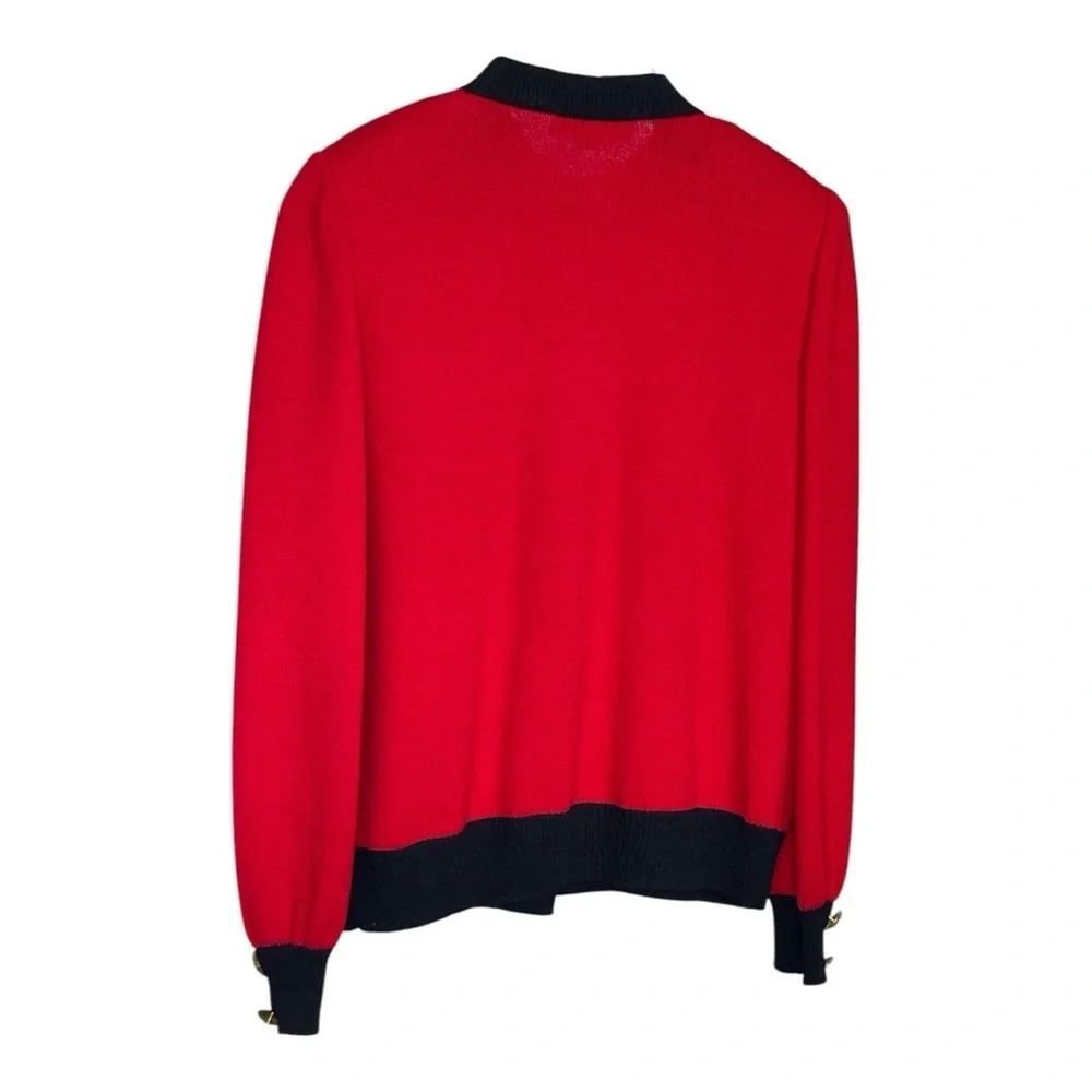 St John’s Vintage Red and Black Women's Cardigan with Gold Accents S - Picture 3 of 8